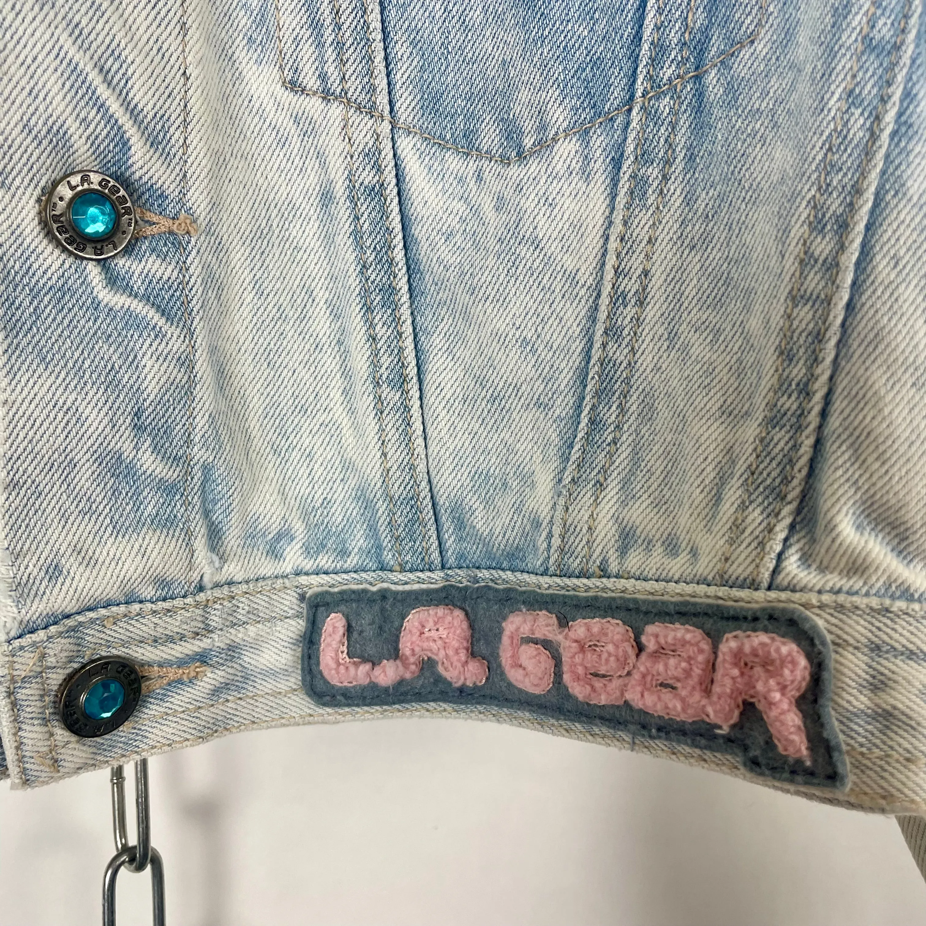 1980s LA Gear acid wash cropped denim jacket