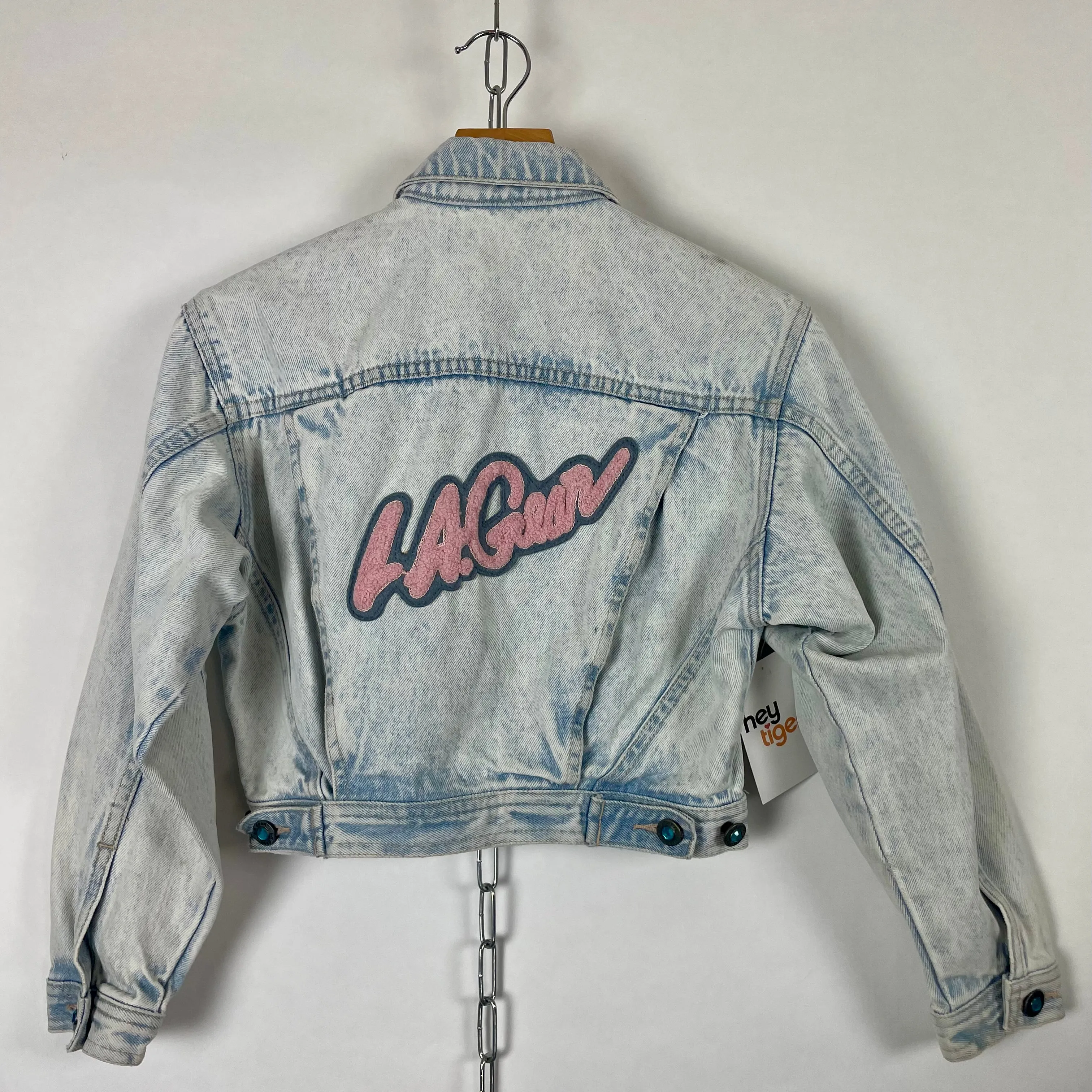 1980s LA Gear acid wash cropped denim jacket