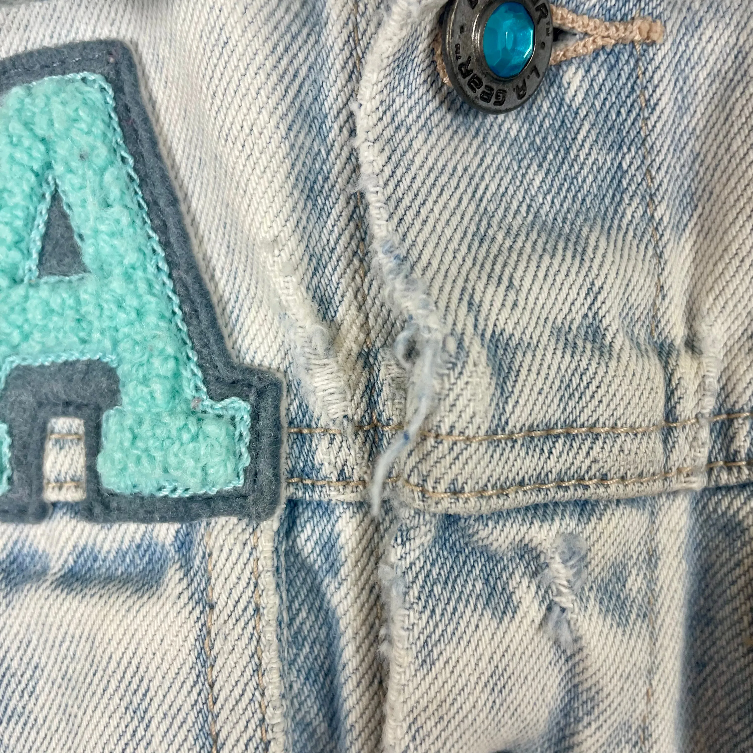 1980s LA Gear acid wash cropped denim jacket