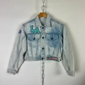1980s LA Gear acid wash cropped denim jacket