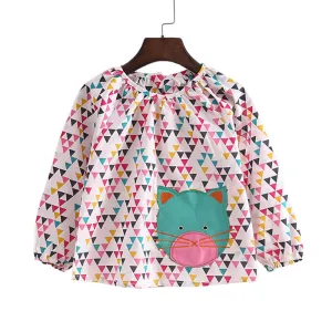 2-8Y spring summer girls clothes casual long sleeve girls blouses fashion cat style little child shirts for girls