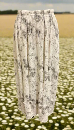 #5252 Cream/Black crinkle fabric bubble skirt
