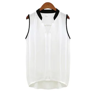 5XL XXXXL Plus Size Women's Blouses Shirts Sleeveless Chiffon V Neck Loose Ladies Casual Tops Female Clothing