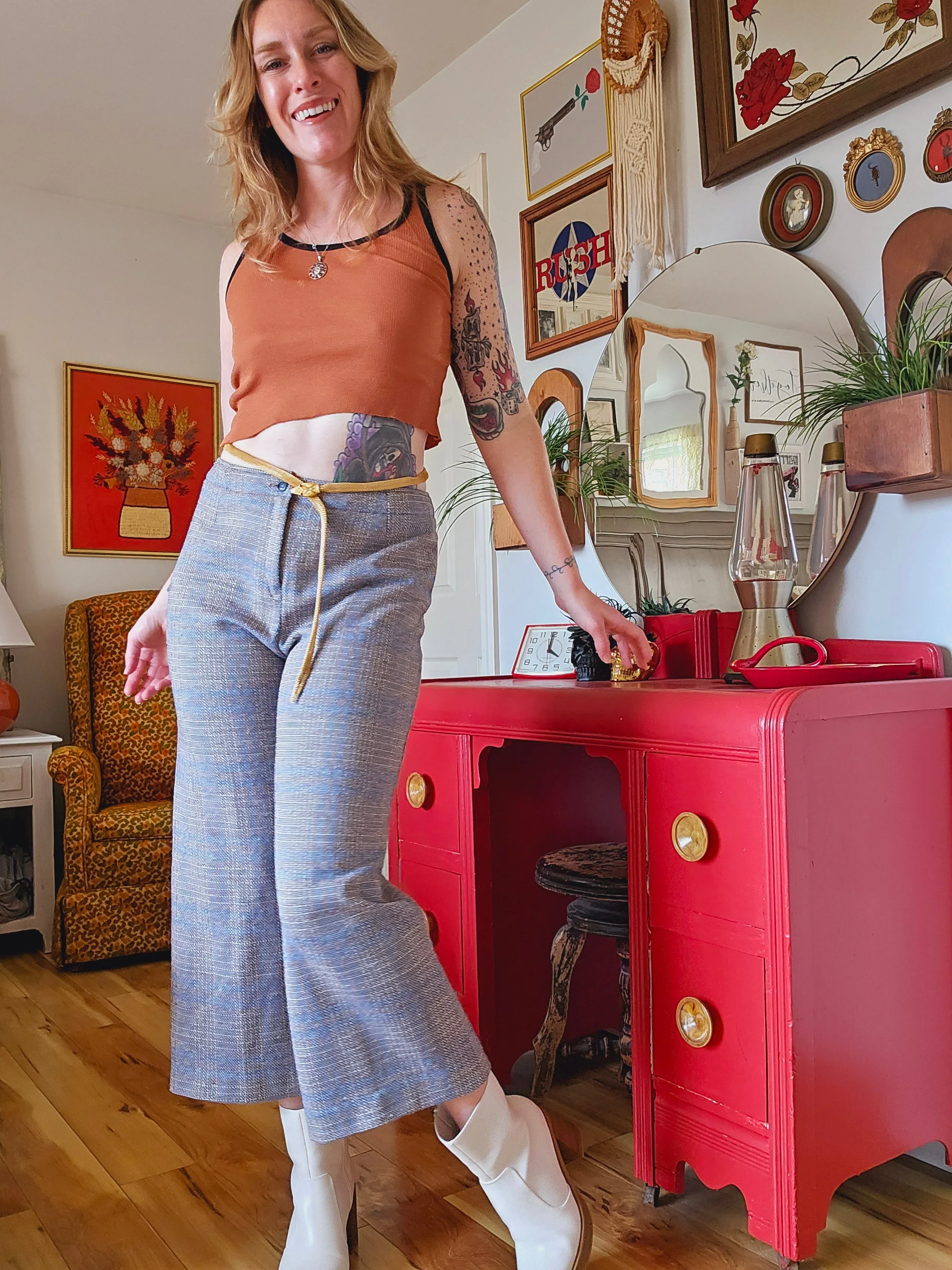 60s/70s Houndstooth Cropped Flares