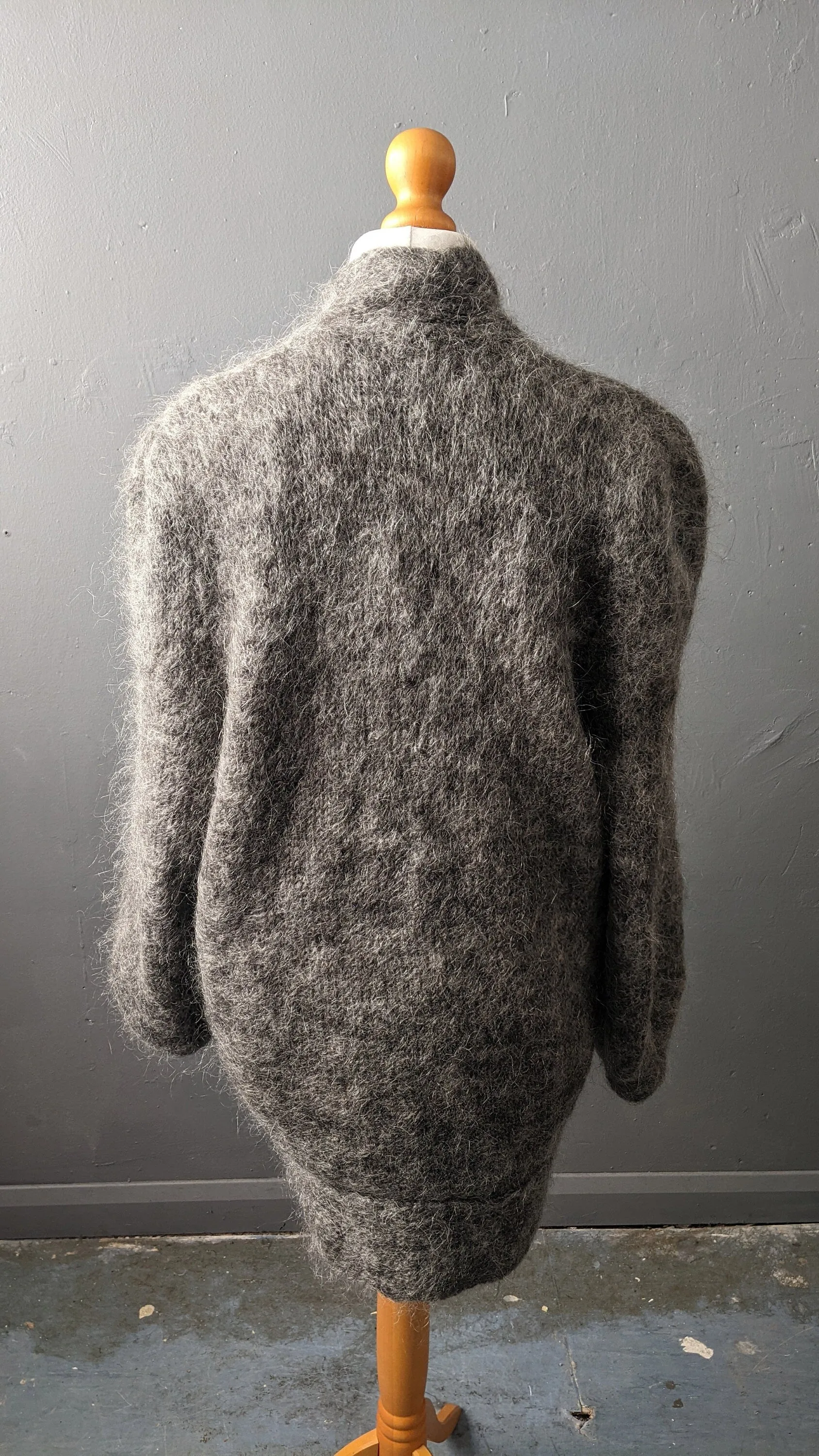 80s Embellished Mohair Cardigan, Beaded Cocoon Coatigan, Size Medium