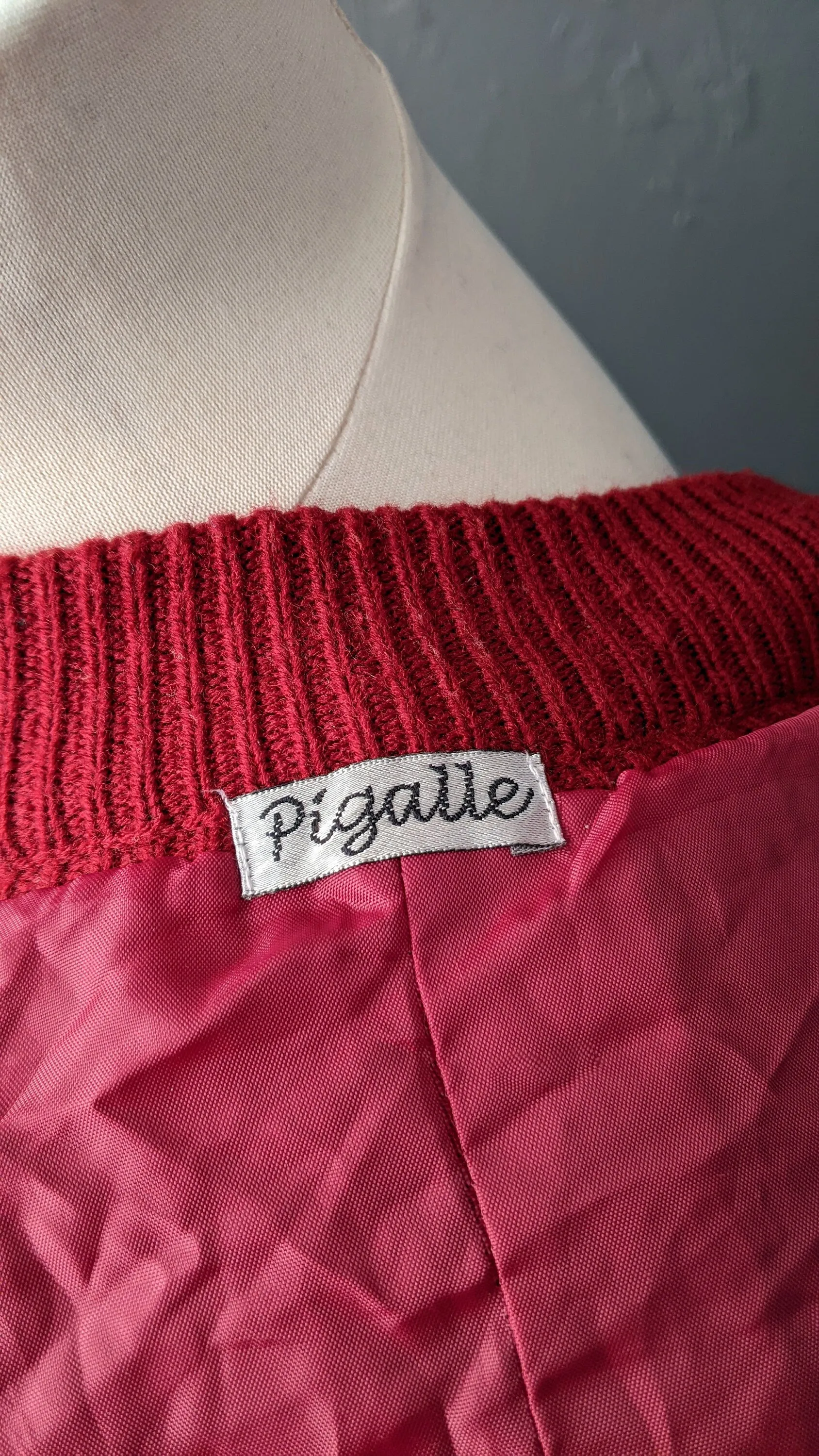 80s Maroon Velvety Cardigan, Multicoloured Chenille Coatigan, Size Medium