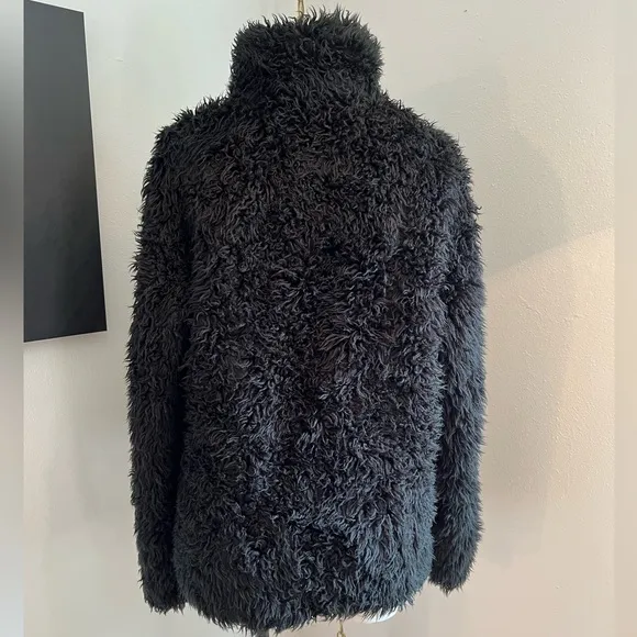 90s Black Furry Fuzzy Yeti Jacket / Coat