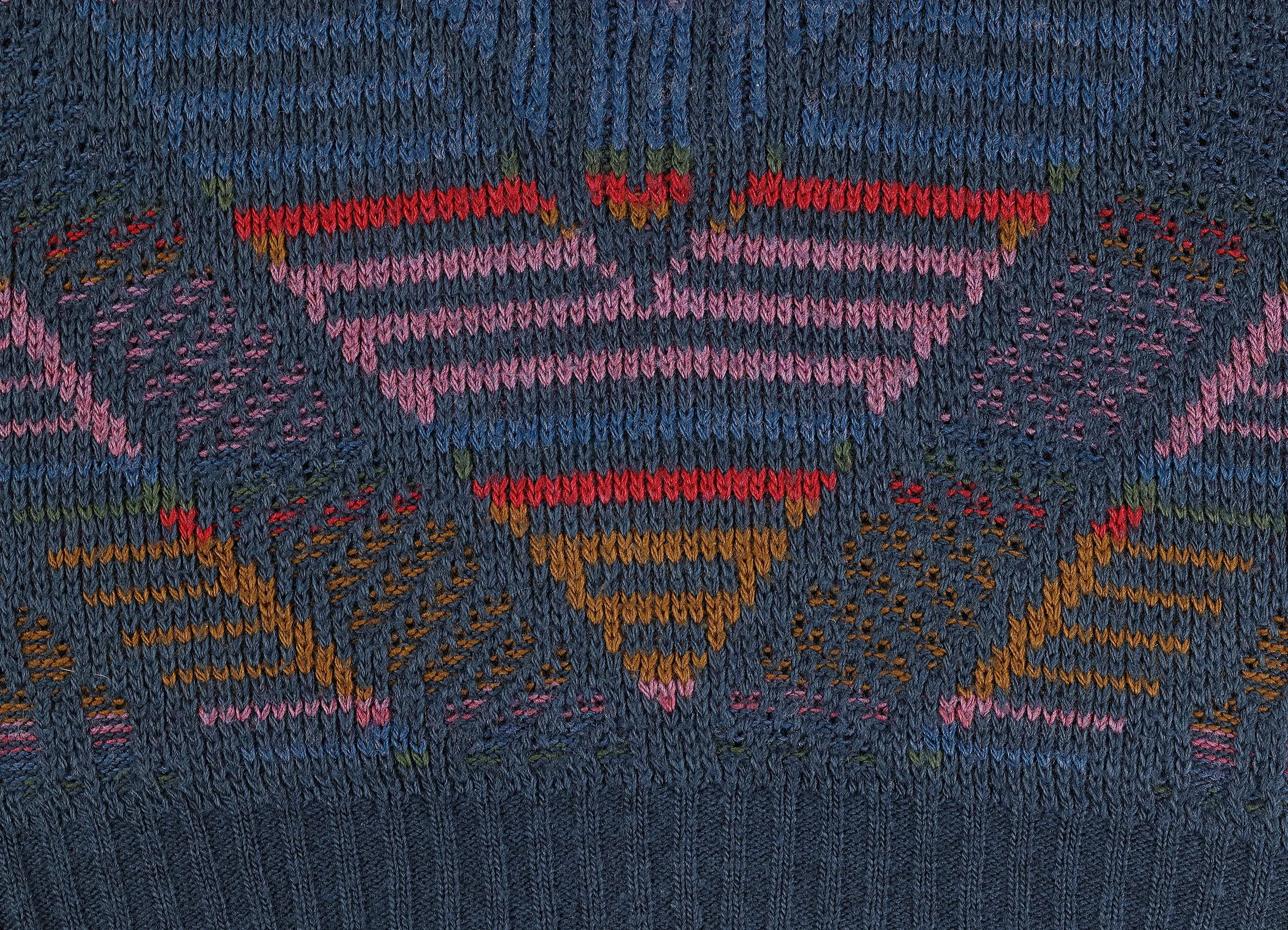 90s Pattern Knit Jumper - Blue - XL