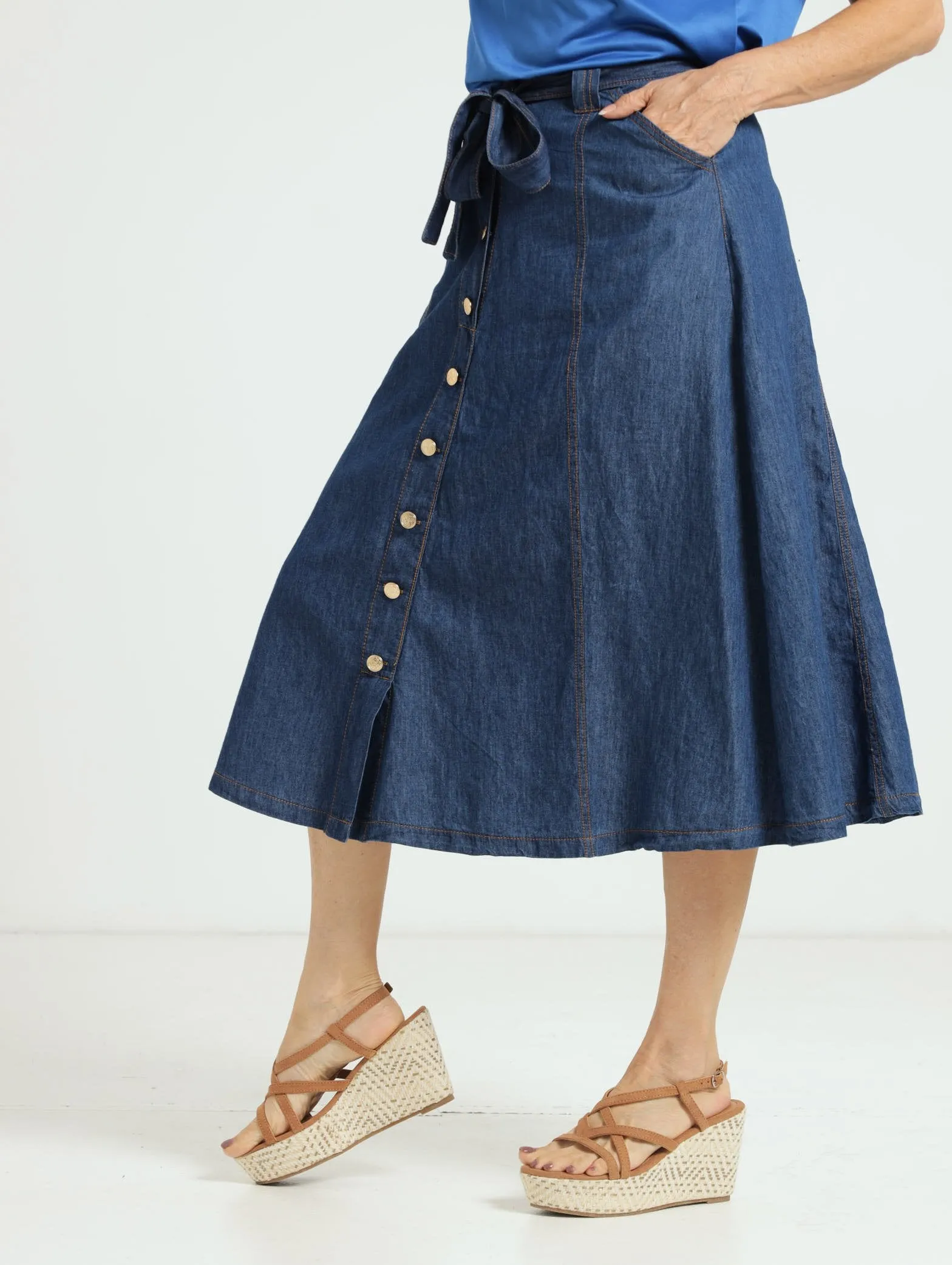 A-Line Denim Skirt - Dark wash Ink