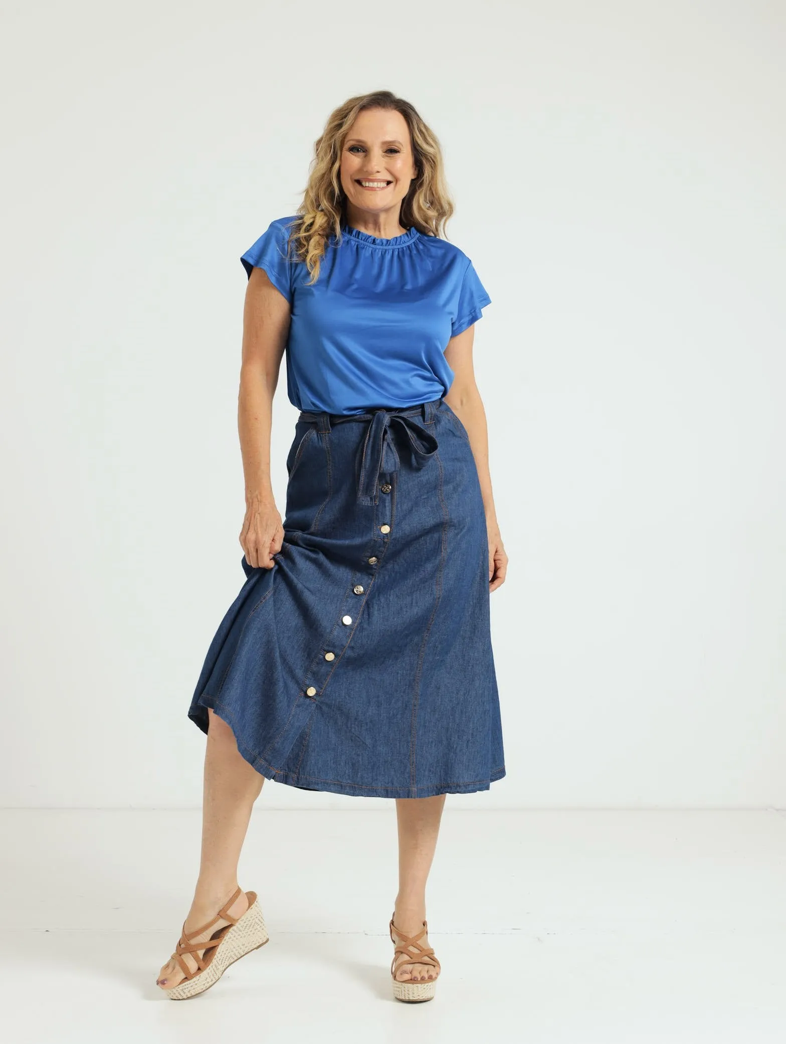 A-Line Denim Skirt - Dark wash Ink