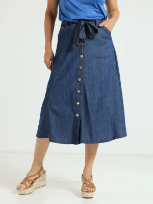 A-Line Denim Skirt - Dark wash Ink