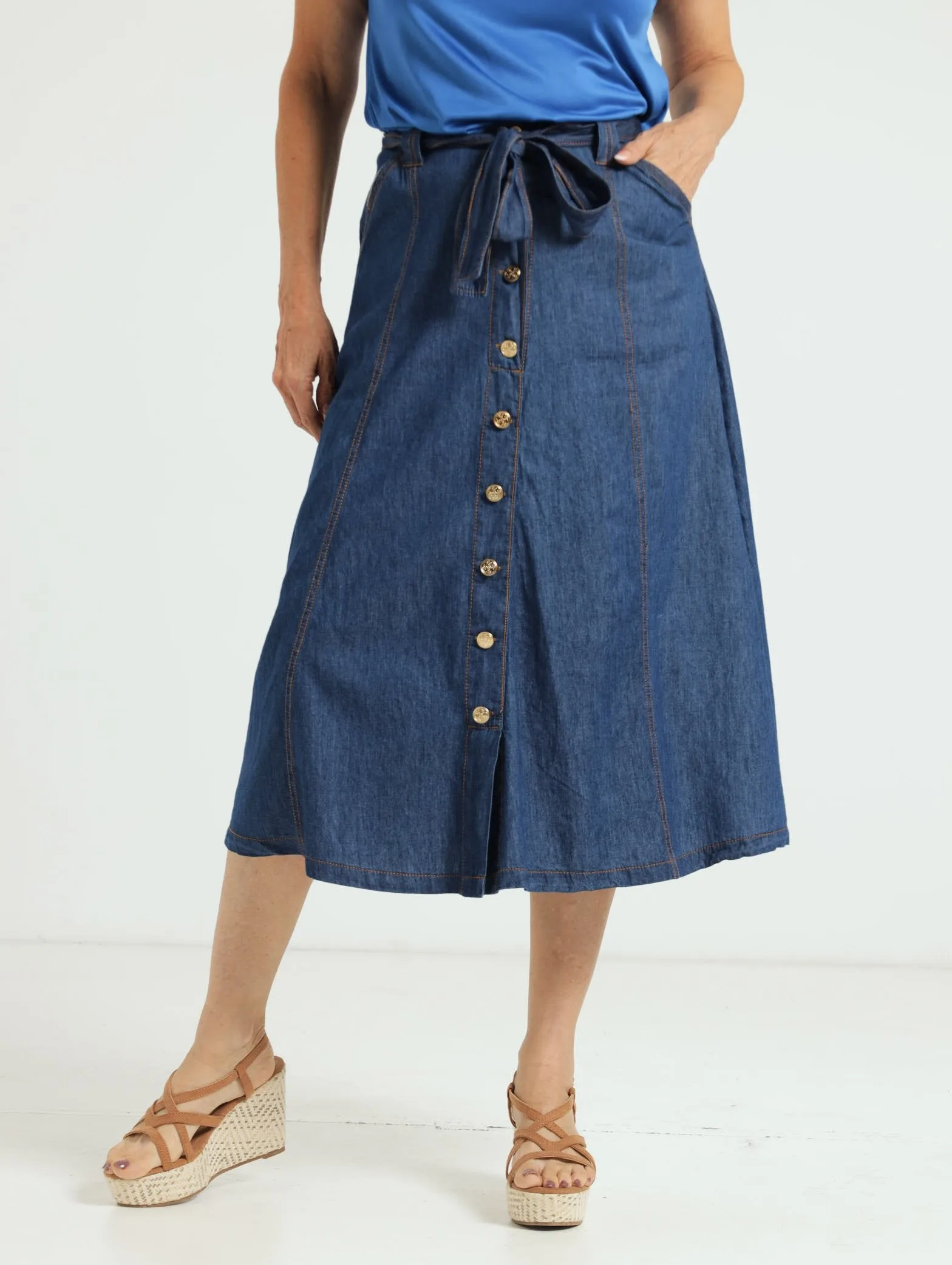 A-Line Denim Skirt - Dark wash Ink