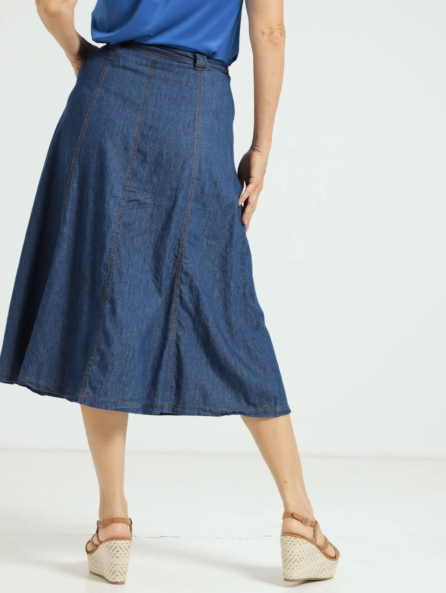 A-Line Denim Skirt - Dark wash Ink
