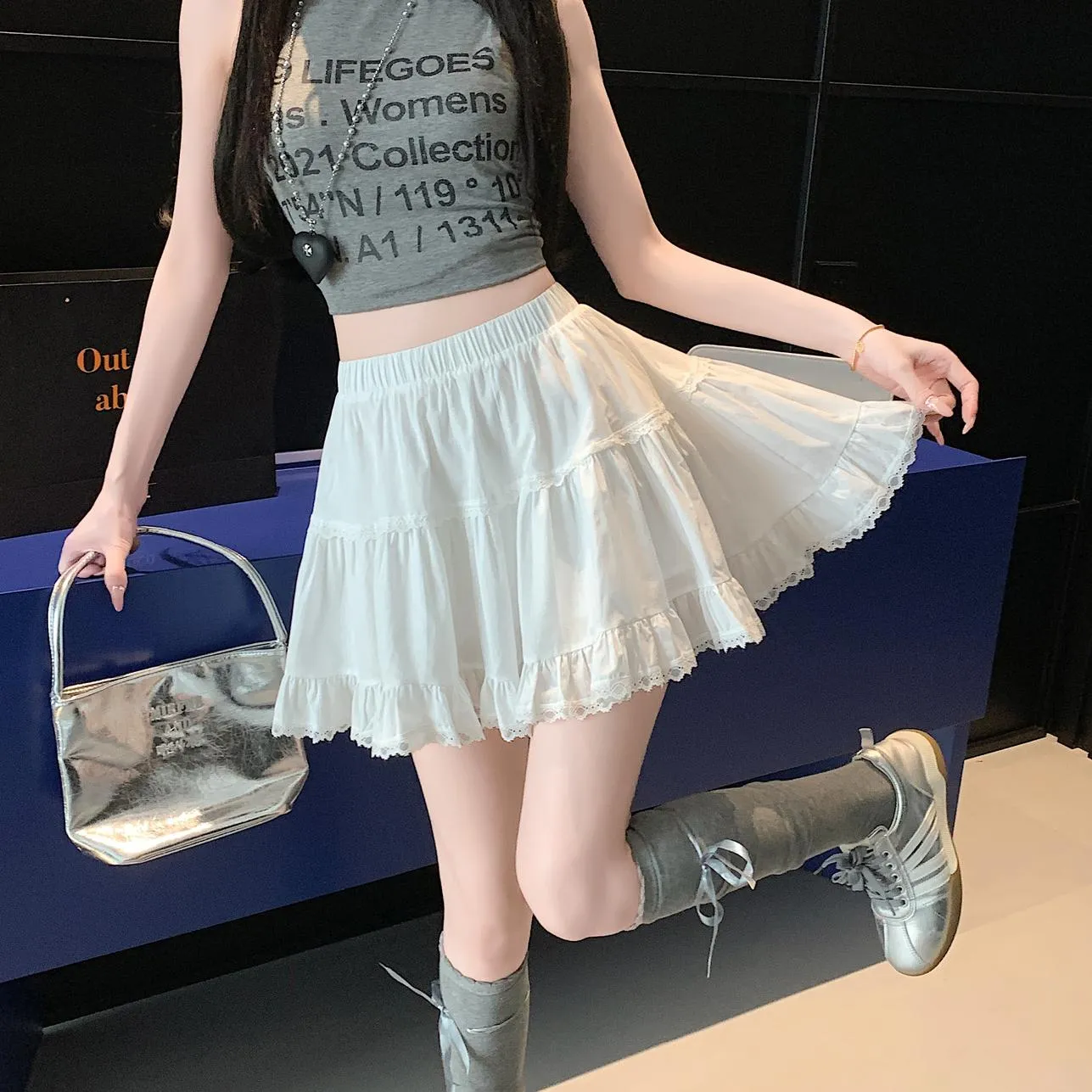 A-Line Tiered Mini Skirt for a Slimming Effect
