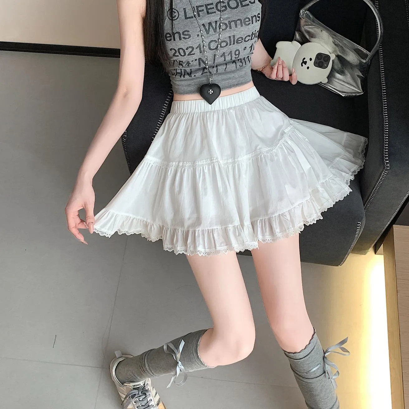 A-Line Tiered Mini Skirt for a Slimming Effect