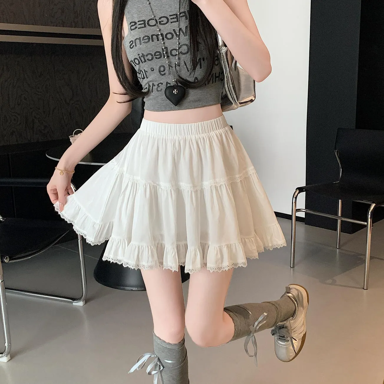 A-Line Tiered Mini Skirt for a Slimming Effect