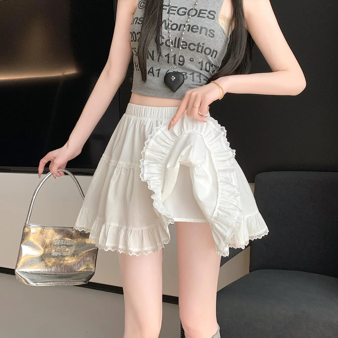 A-Line Tiered Mini Skirt for a Slimming Effect