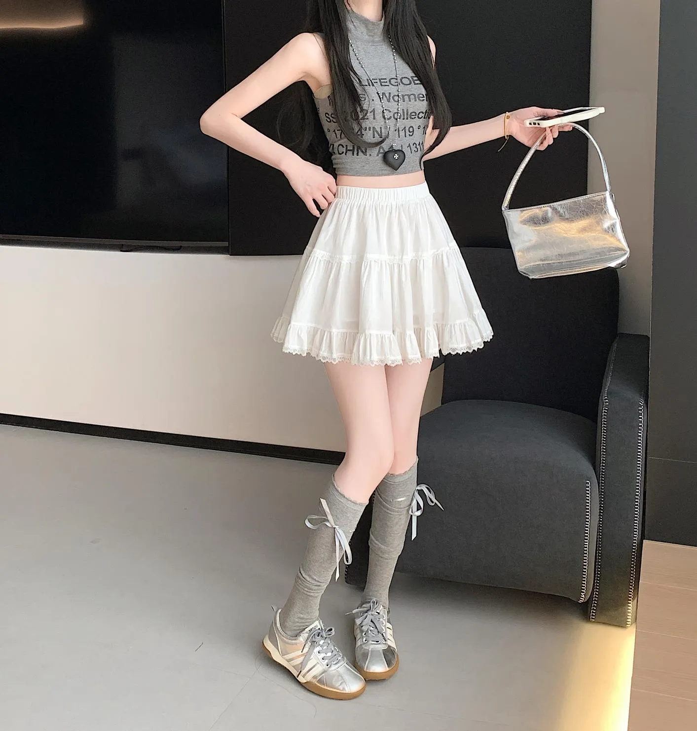 A-Line Tiered Mini Skirt for a Slimming Effect