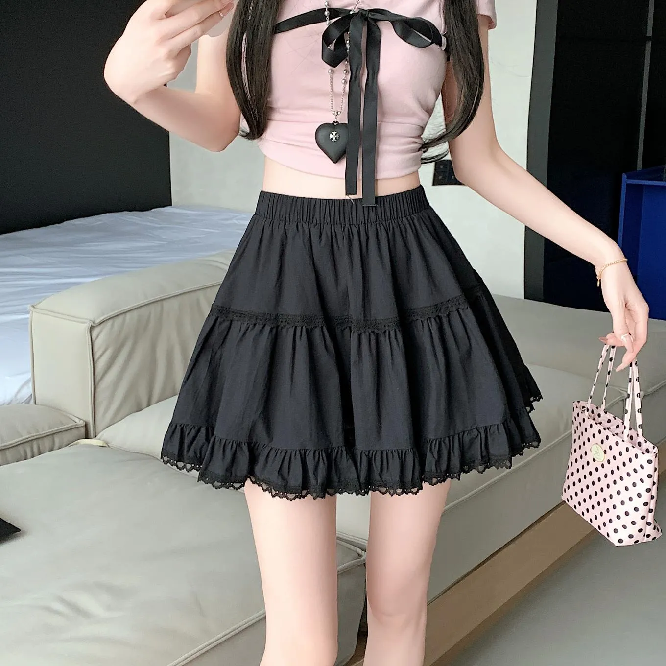 A-Line Tiered Mini Skirt for a Slimming Effect