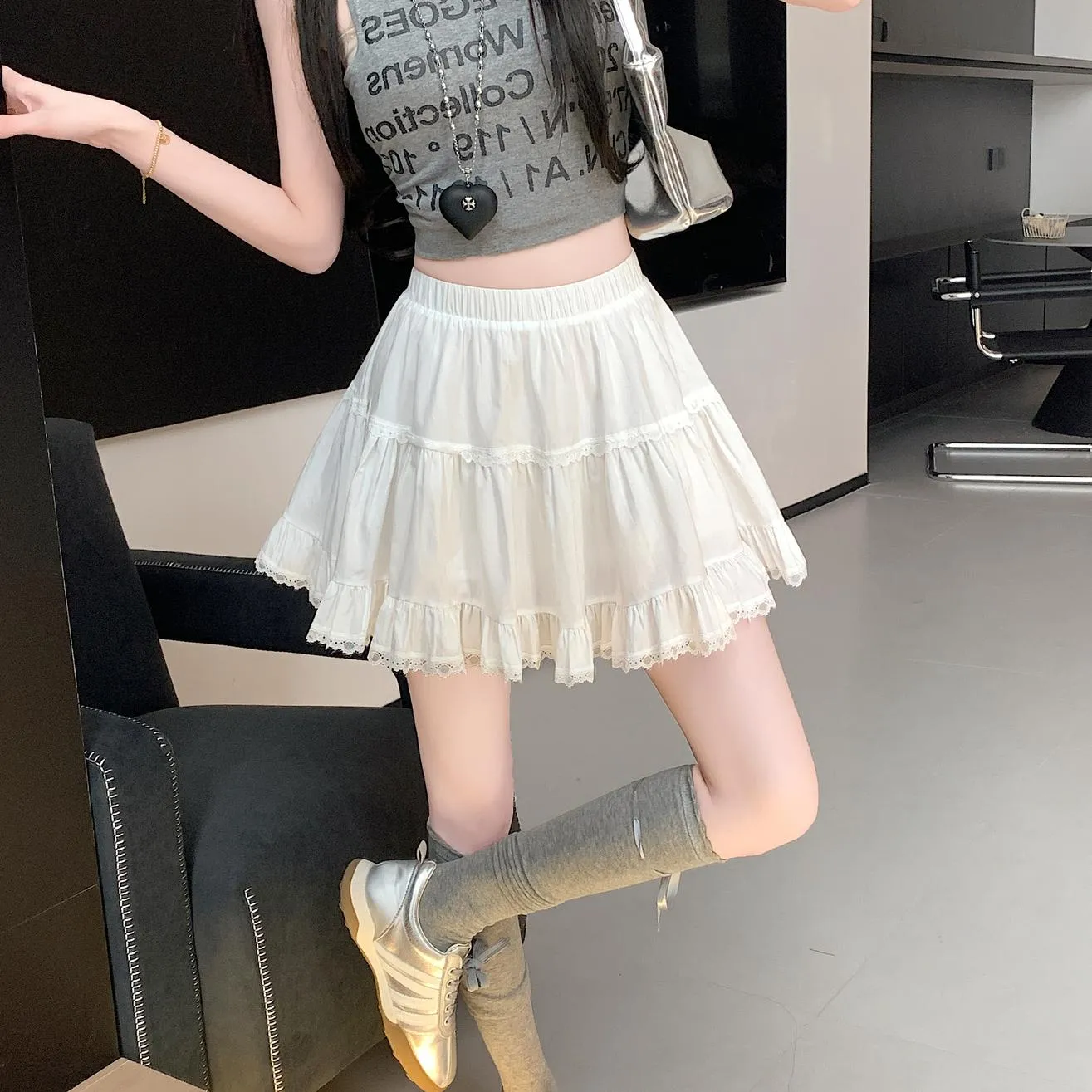A-Line Tiered Mini Skirt for a Slimming Effect