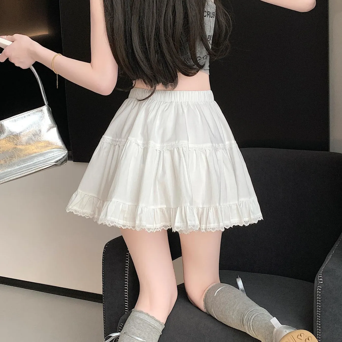 A-Line Tiered Mini Skirt for a Slimming Effect