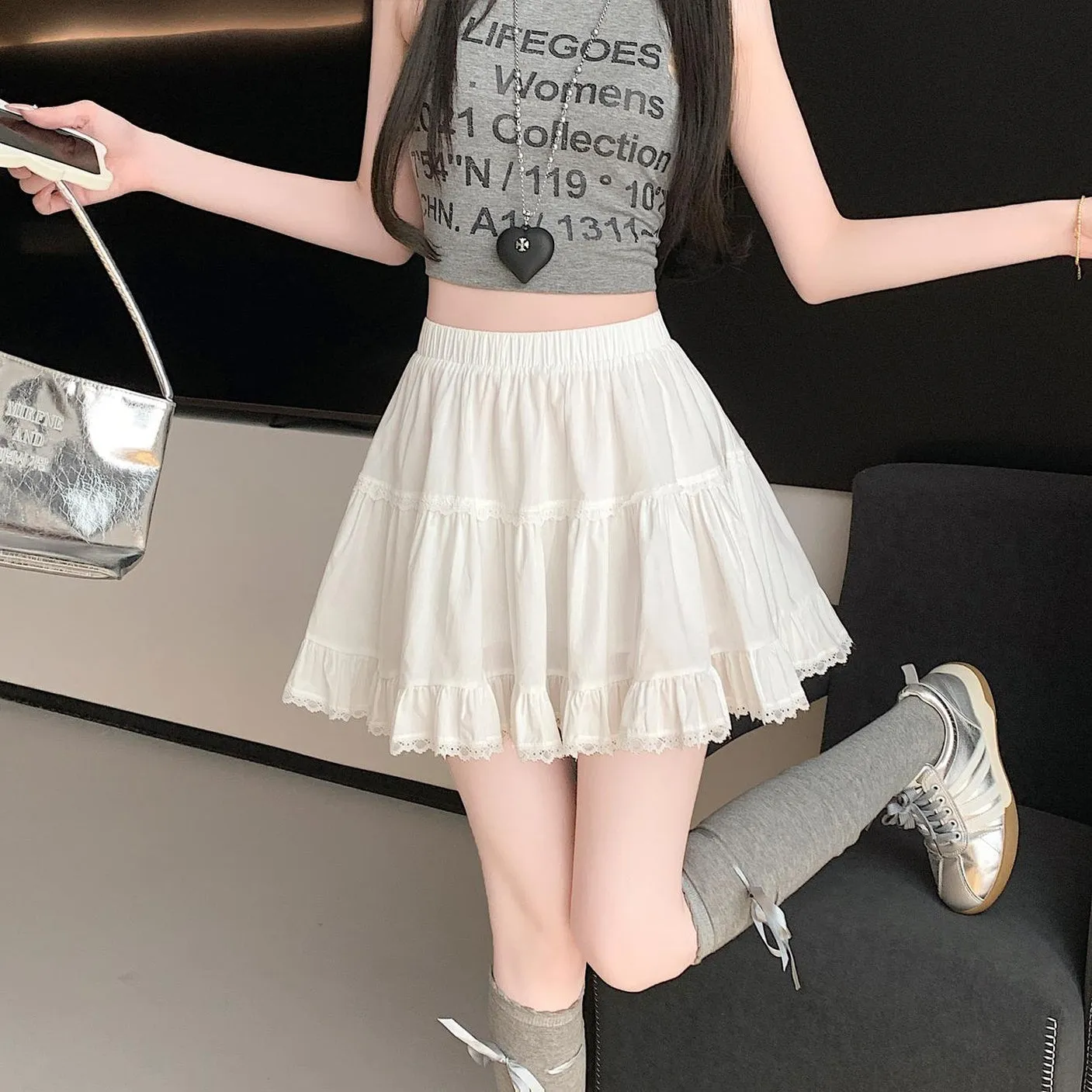 A-Line Tiered Mini Skirt for a Slimming Effect