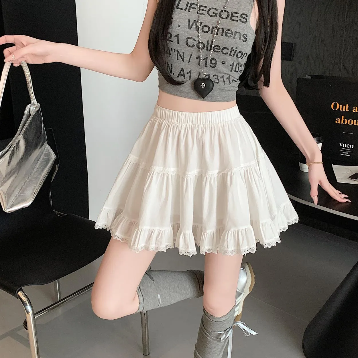 A-Line Tiered Mini Skirt for a Slimming Effect
