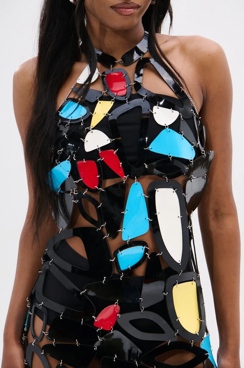 A MASTERPIECE GEOMETRIC MINI DRESS