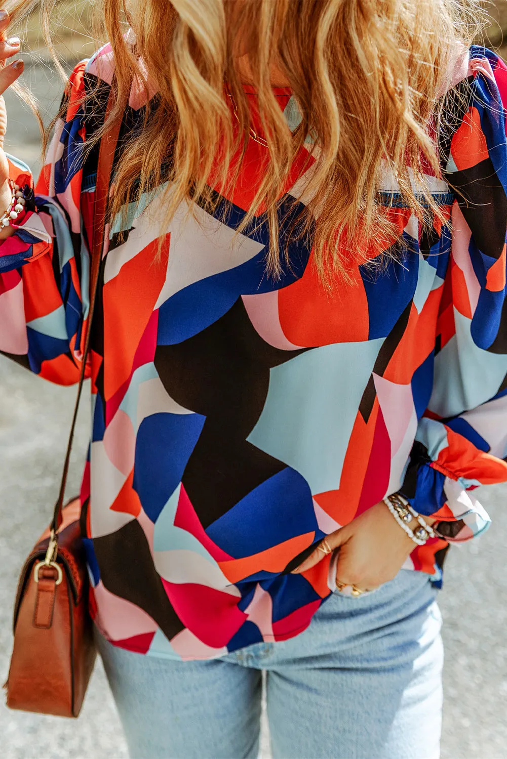 Abstract Pattern Crewneck Blouse