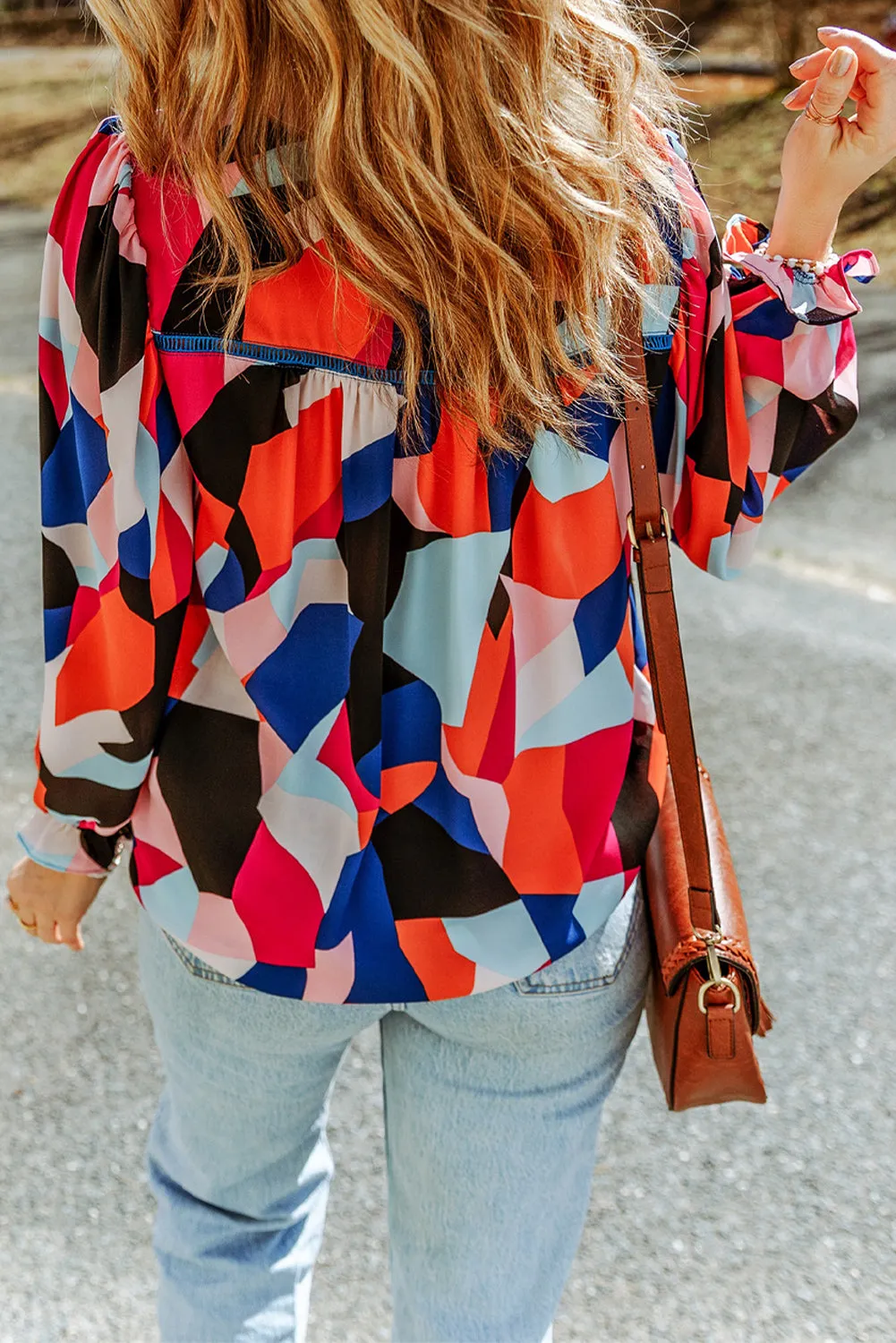 Abstract Pattern Crewneck Blouse