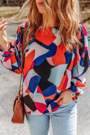 Abstract Pattern Crewneck Blouse