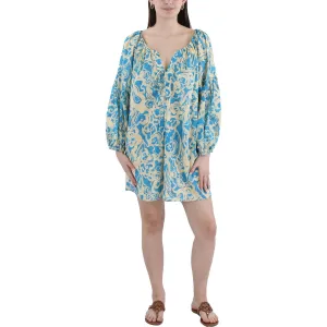 A.L.C. Womens Printed Cotton Peasant Top