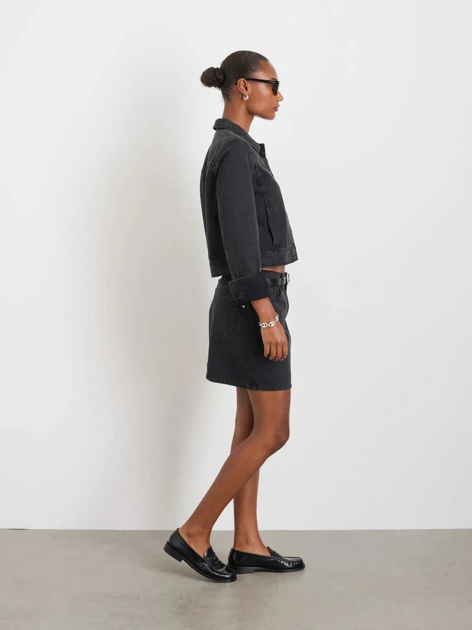 Alex Mill - Betty Cropped Jacket in Black Denim (Washed Black)