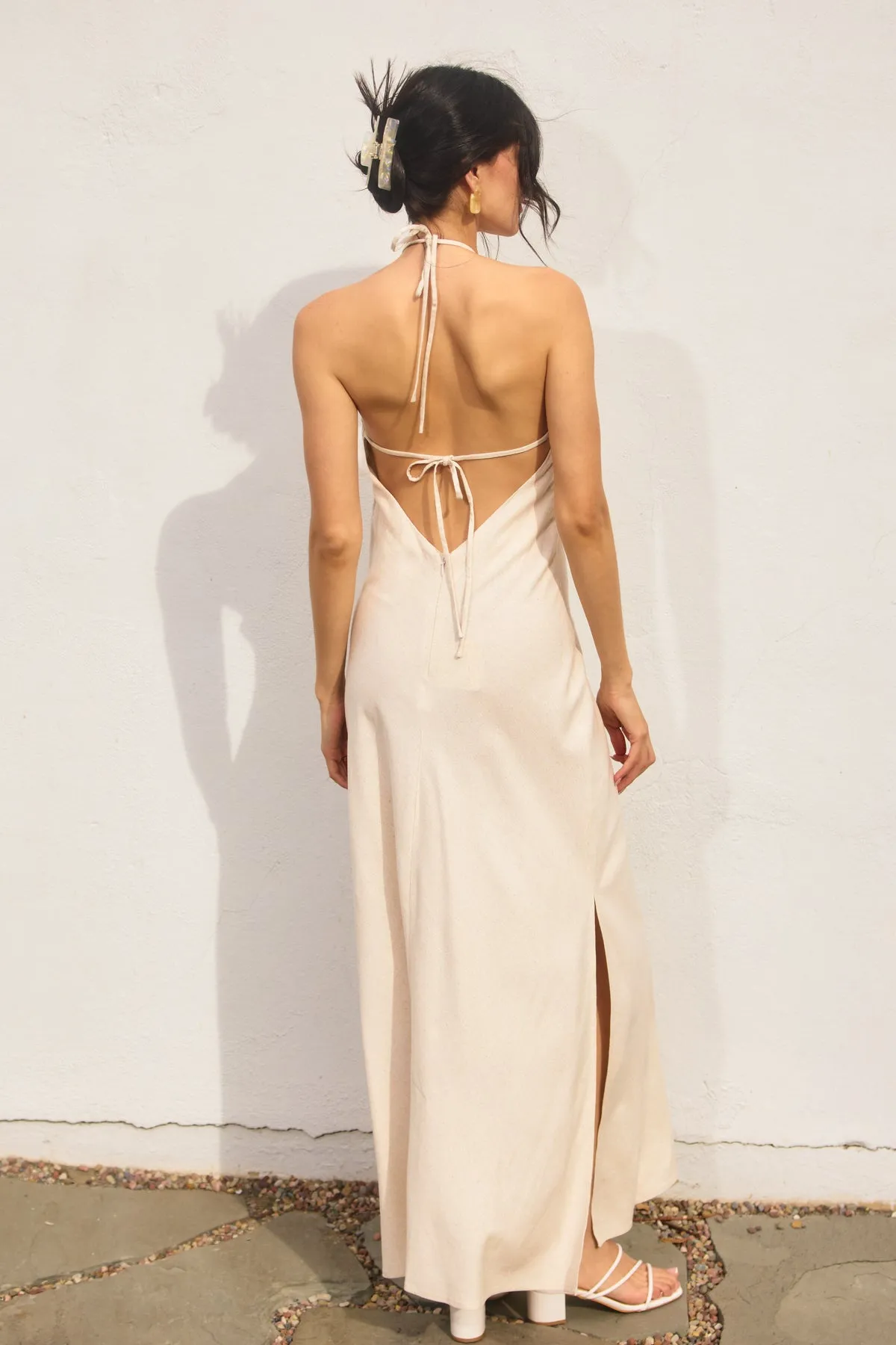 Anessa Halter Neck Open Back Maxi Dress