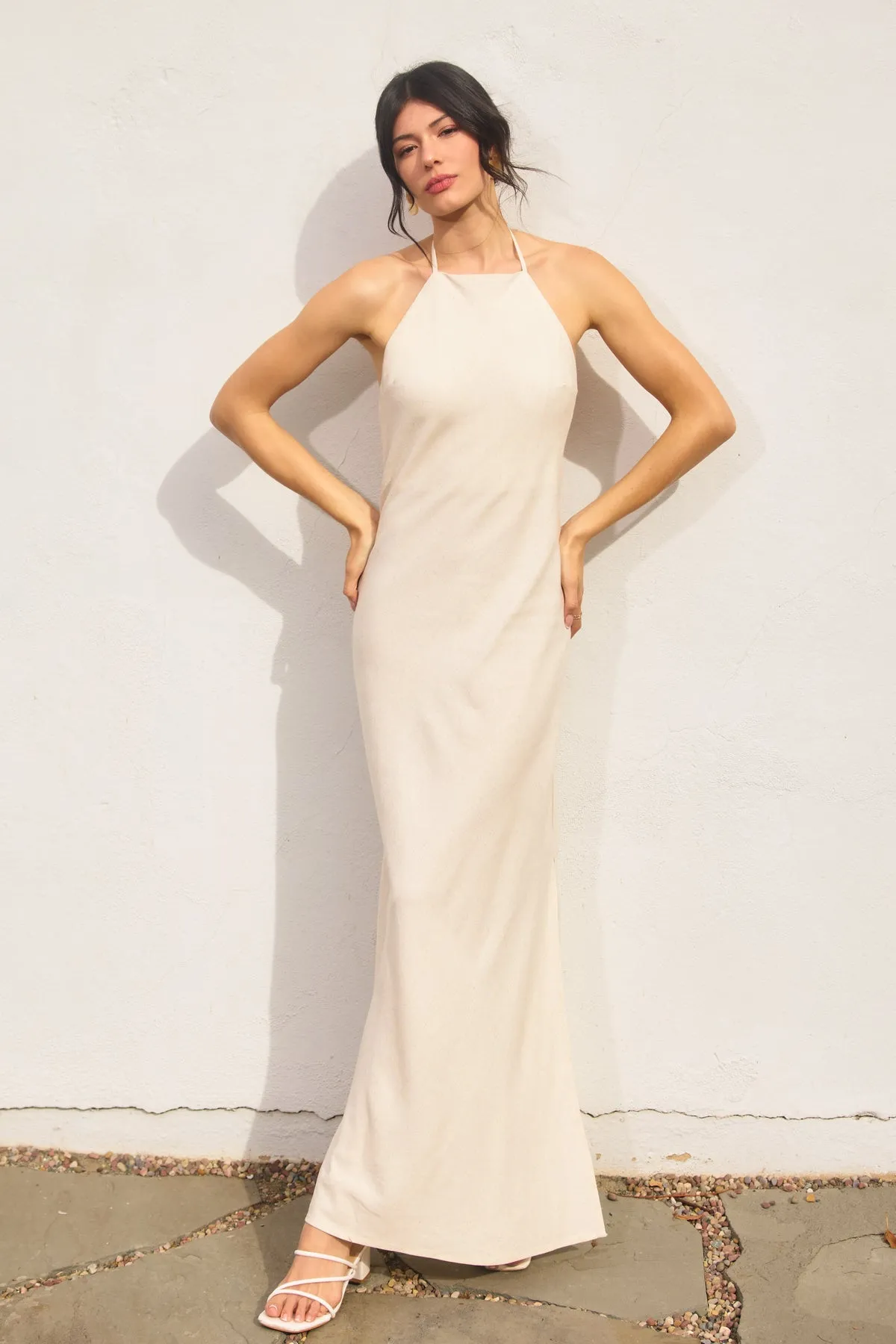 Anessa Halter Neck Open Back Maxi Dress