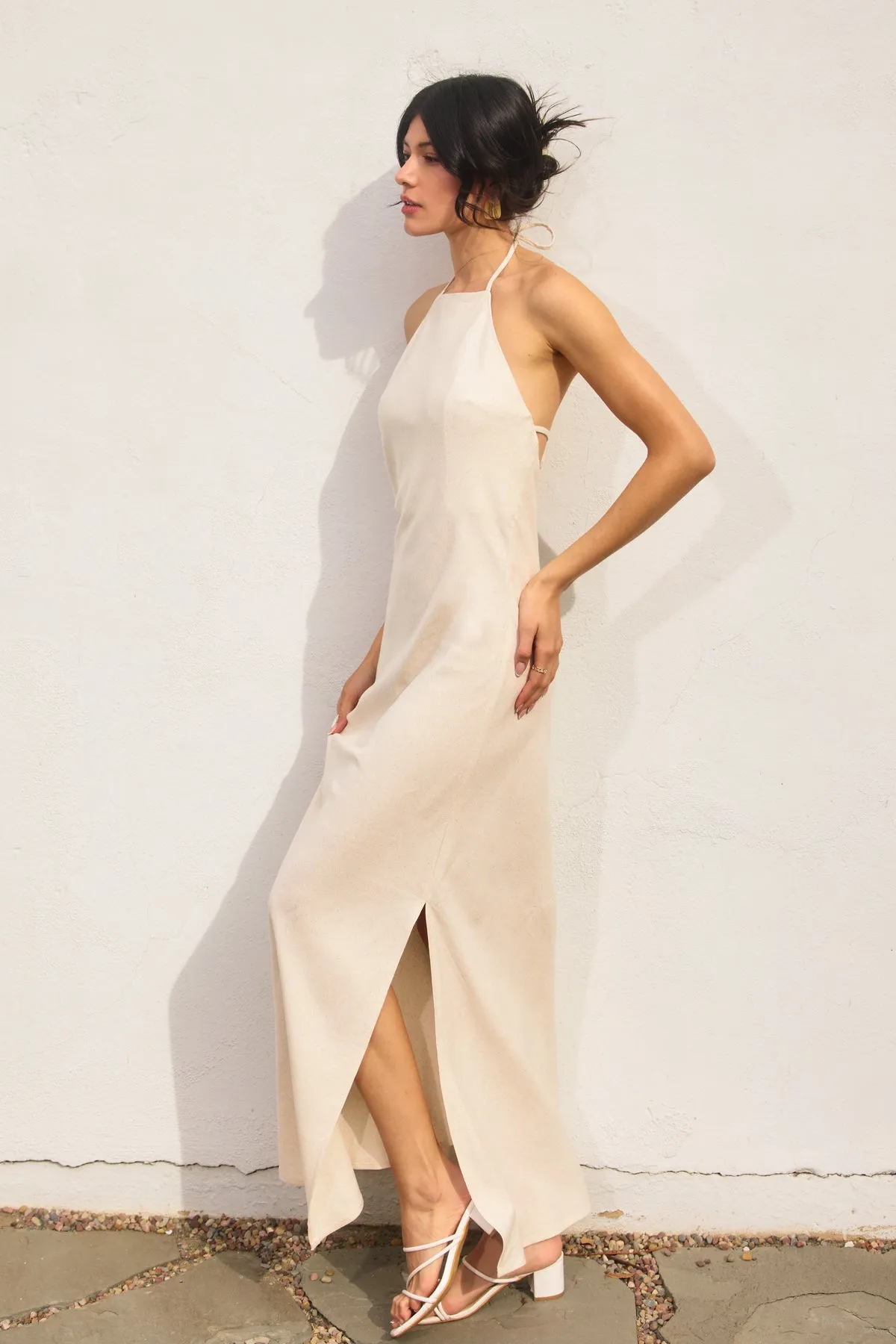 Anessa Halter Neck Open Back Maxi Dress
