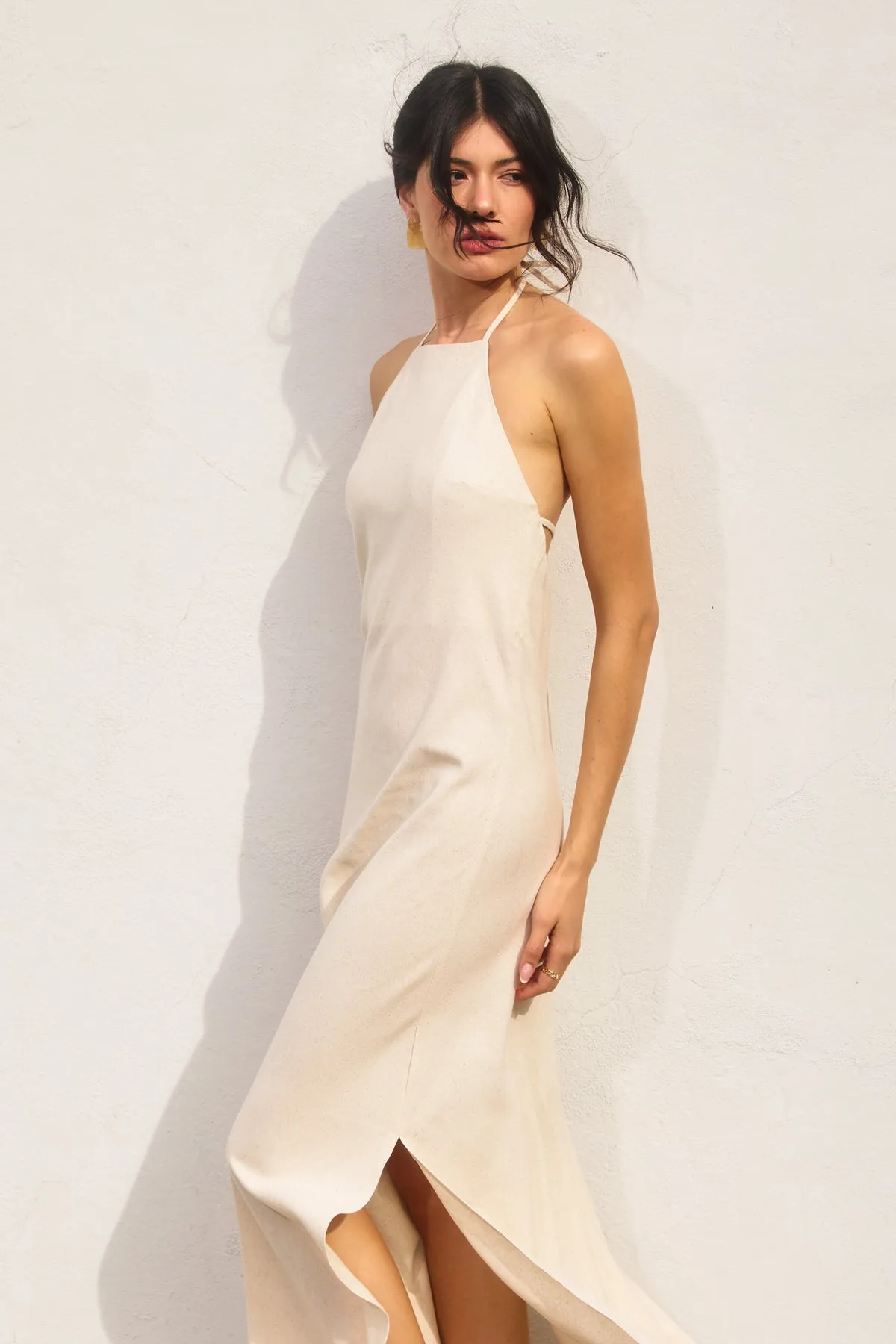 Anessa Halter Neck Open Back Maxi Dress