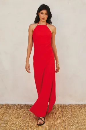 Anessa Halter Neck Open Back Maxi Dress