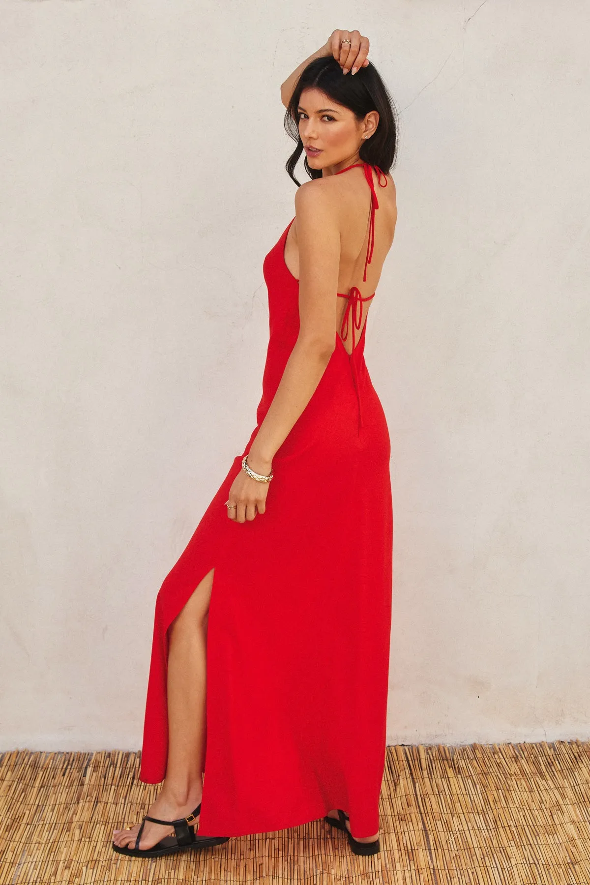 Anessa Halter Neck Open Back Maxi Dress