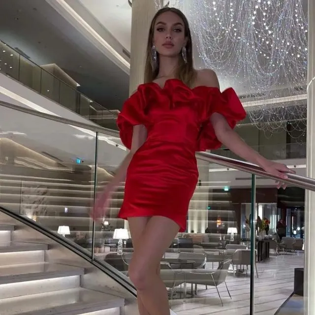 Angeles® | Off-The-Shoulder Cocktail Dress With Ruffle Detail