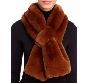 Apparis Womens Luna Faux Fur Fuzzy Stole Cold Weather Winter Pull Through Scarf