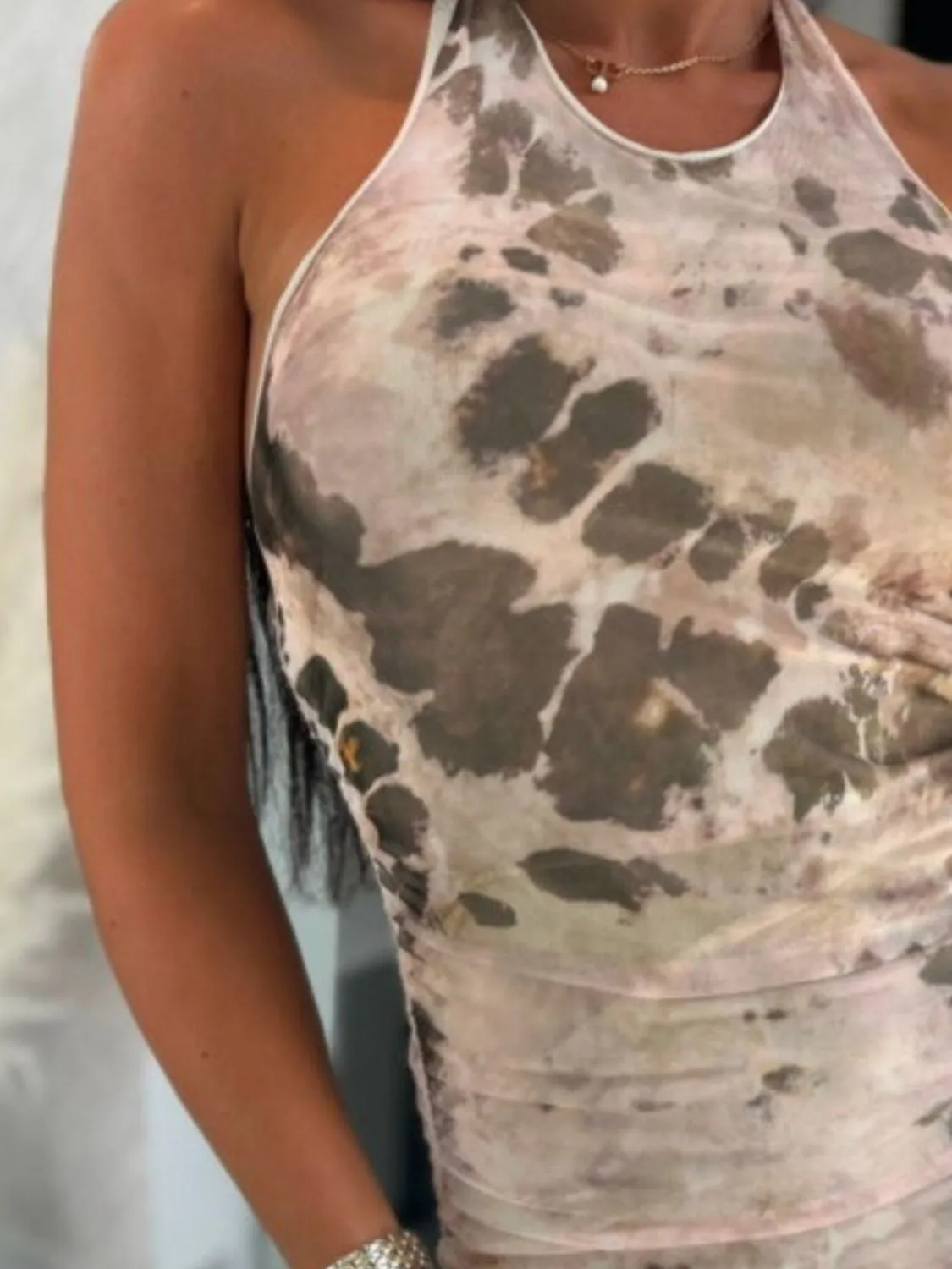 Backless Printed Halter Neck Dress S-XL