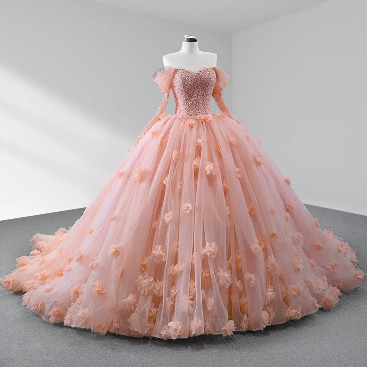 Ball Gown Long Sleeves Off the Shoulder Quinceanera Dresses