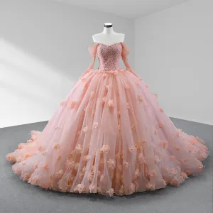 Ball Gown Long Sleeves Off the Shoulder Quinceanera Dresses