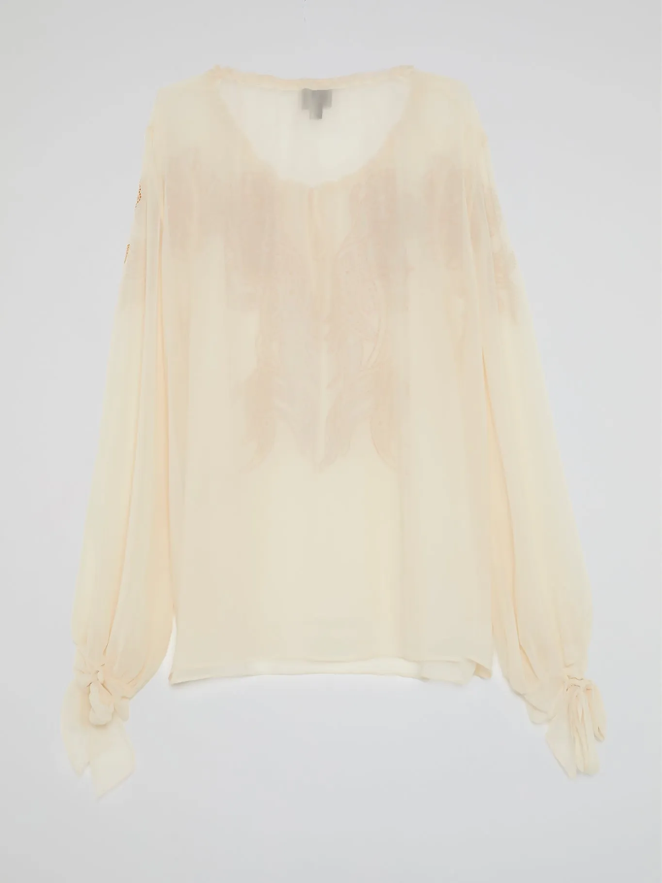 Beige Studded Peasant Blouse