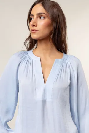 Billowy Gathered V-neck Blouse