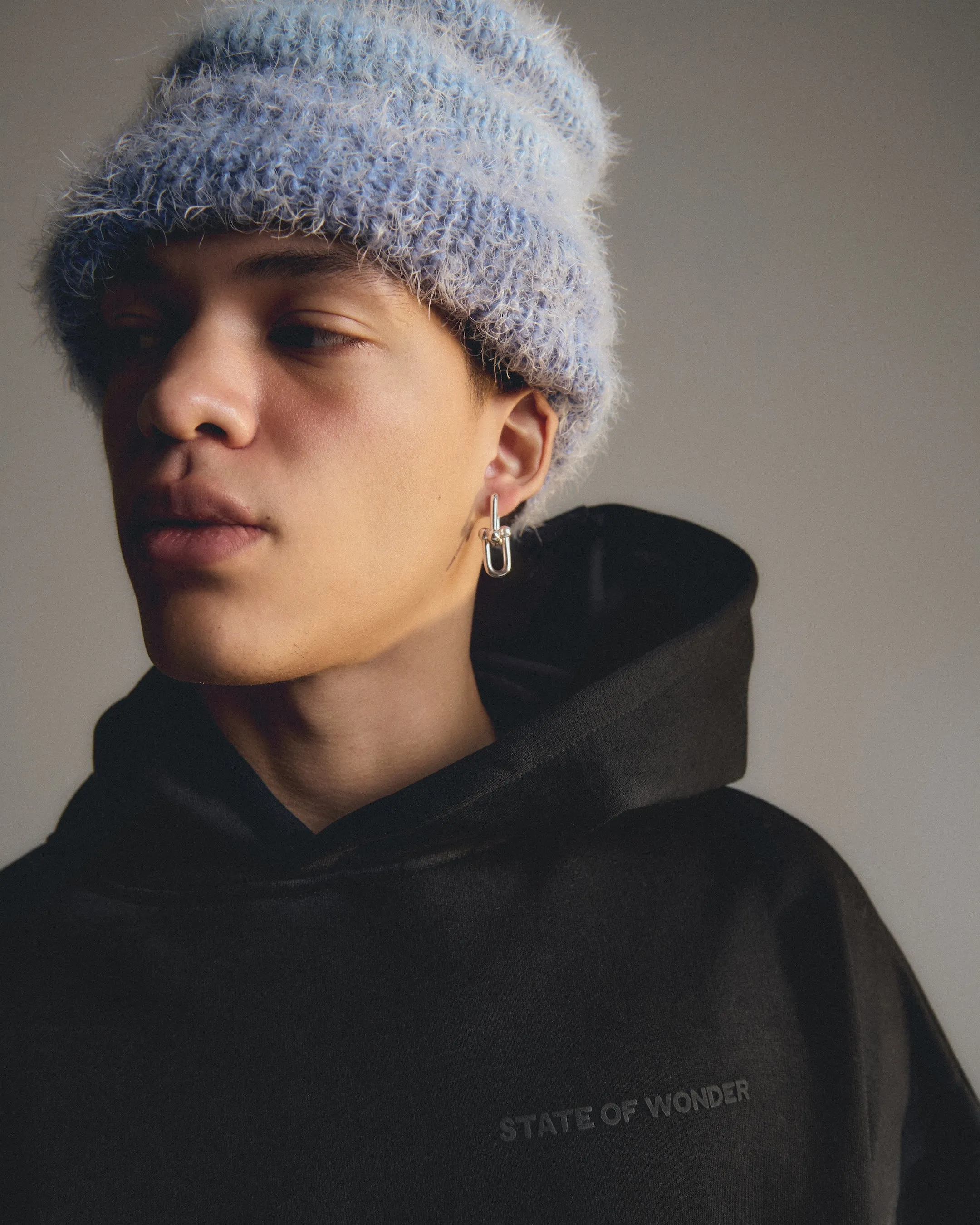Black Logo Boxy Hoodie