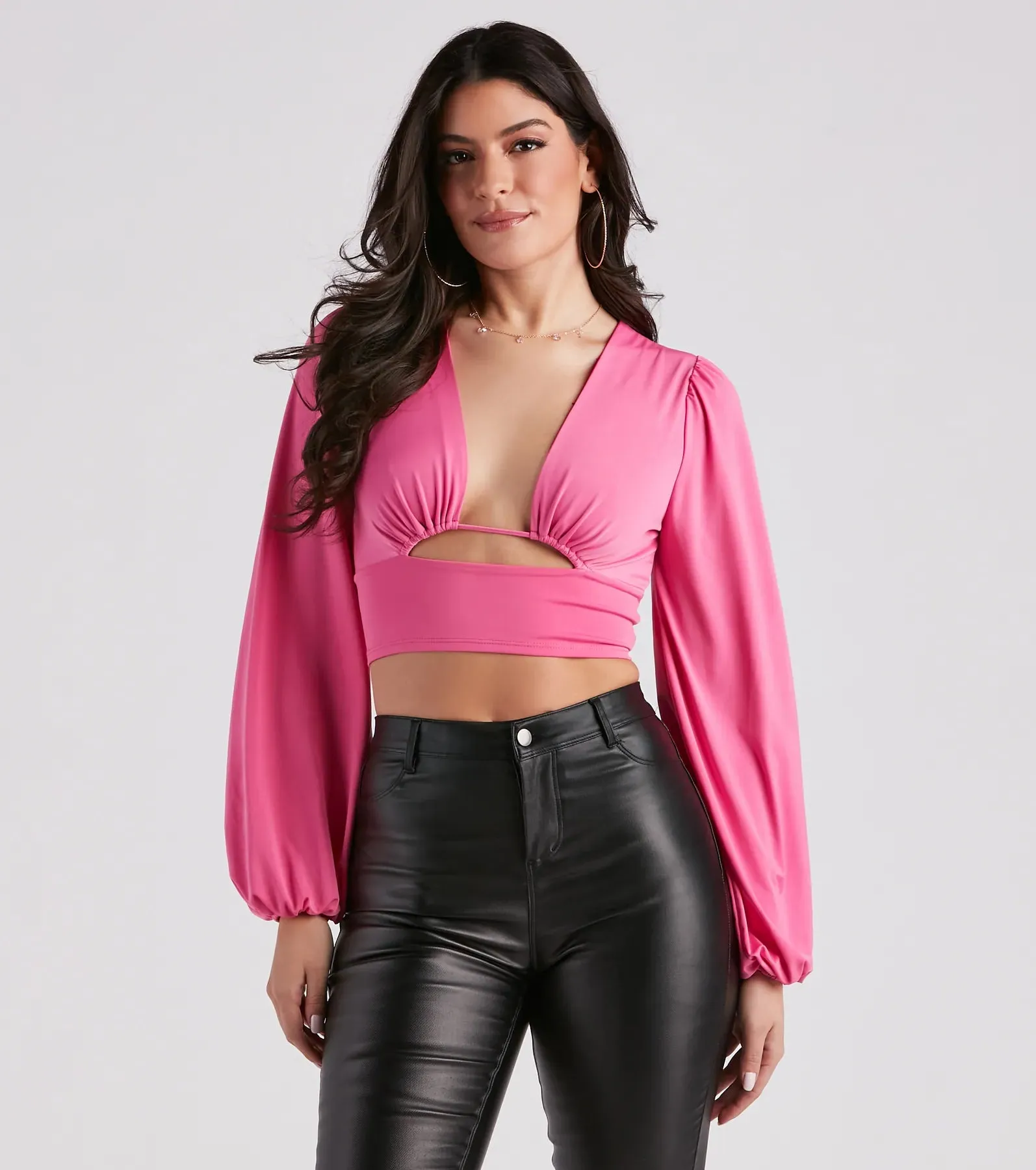 Blown Away Plunge Tie-Back Crop Top