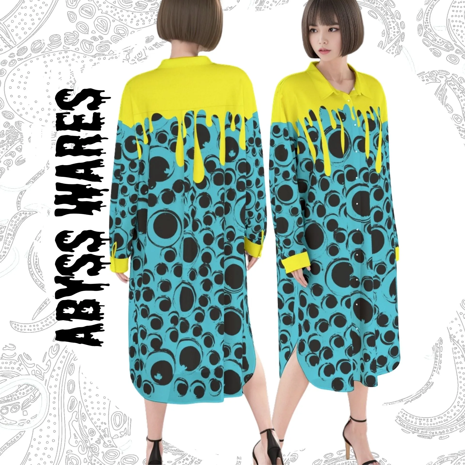 Blue Googly Eye Drip Dress