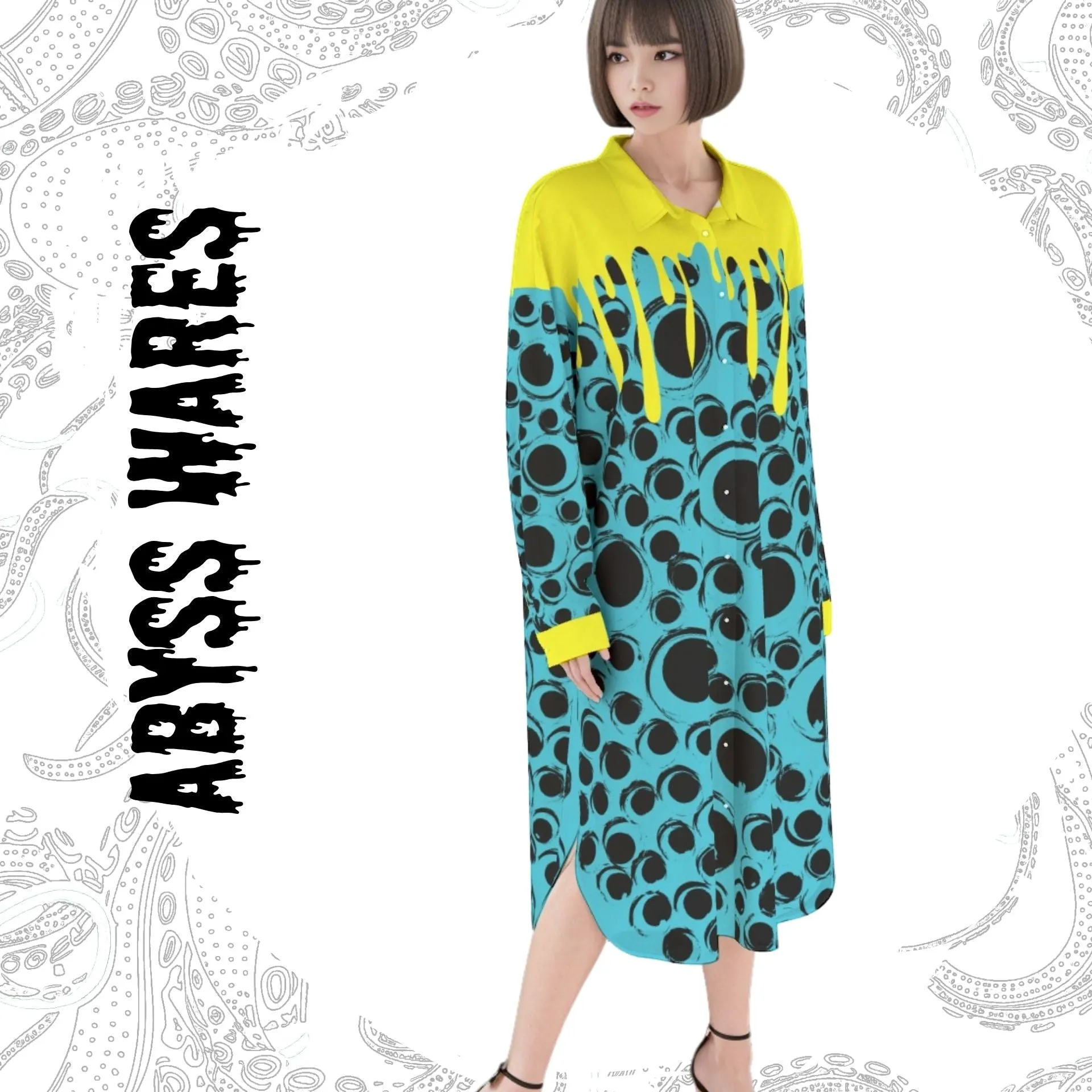 Blue Googly Eye Drip Dress